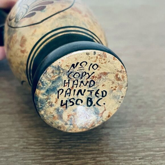 Greek Handmade Painted Artwork Pitcher Vase - Picture 3 of 5